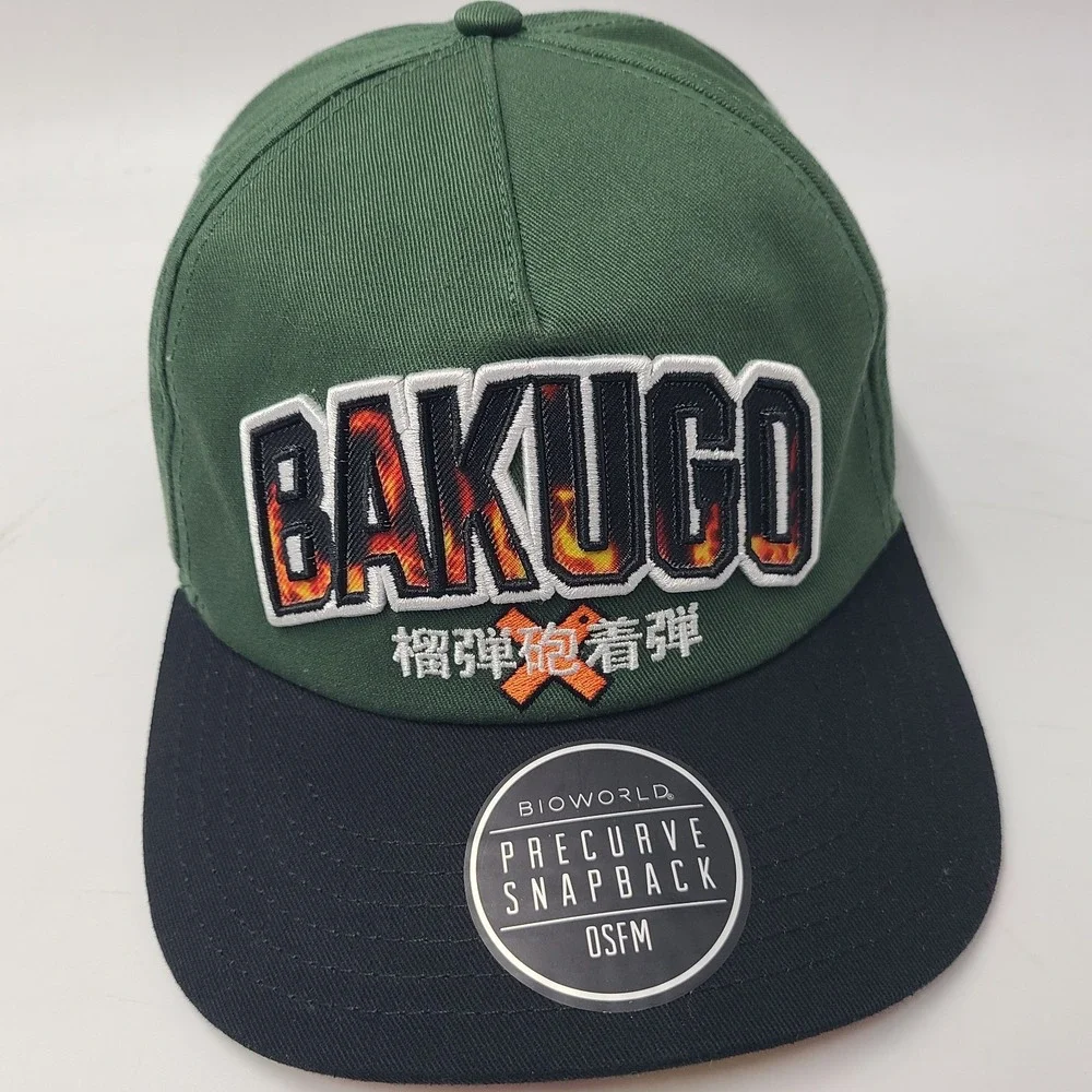 My Hero Academia Hat Snapback Green Black‎ BioWorld Katuski Bakugo Anime Kanji